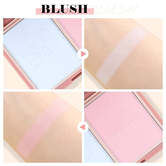 Boobeen Highlighter Contour Makeup Palette Face Matte Bronzer Powder, Compact Contouring Blush for Cheeks, Natural Long Lasting with Brush (01#)