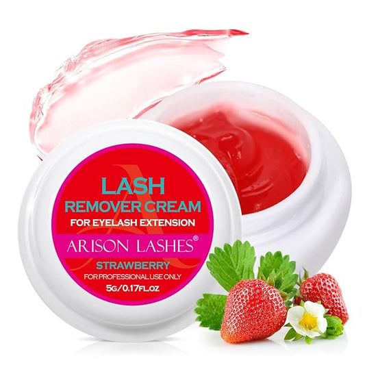 ARISON LASHES Lash Remover For Eyelash Extension Cream Remover Low Irritation Cream Remover for Sensitive Skin Fast Dissolution Professional Eyelash Extensions Salon Use(Strawberry)