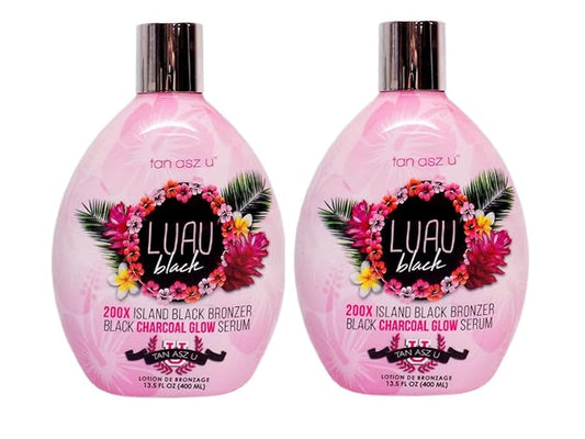 2-PACK Tan Asz U Luau Black 200X Island Black Bronzer Tanning Lotion – Ultra Dark Tanning Accelerator with Skin Hydrating & Smoothing Blend, 13.5 oz Bottles Each