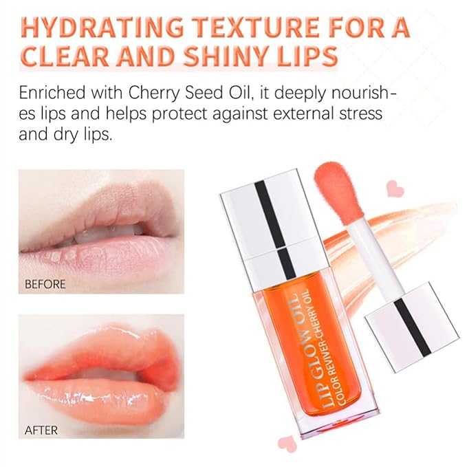 MAEPEOR Hydrating Lip Glow Oil 10 Colors Moisturizing Lip Oil Gloss Non-sticky Transparent Lip Gloss Long Lasting Nourishing Tinted Lip Balm with Big Brush Head (IColors 01)