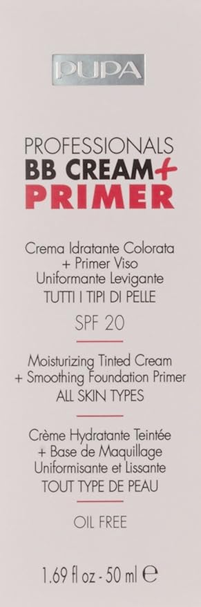 Pupa Milano Professionals BB Cream and SPF 20 Primer for Women, No. 001/Nude, 1.69 Ounce (Pack of 2)