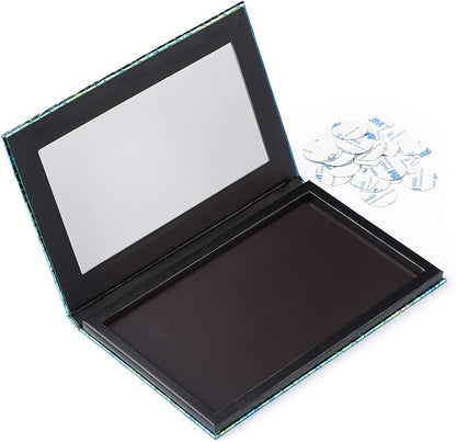 Allwon Magnetic Palette Mermaid Empty Makeup Palette with Mirror and 30Pcs Adhesive Empty Palette Metal Stickers for Eyeshadow Lipstick Blush Powder (Green)