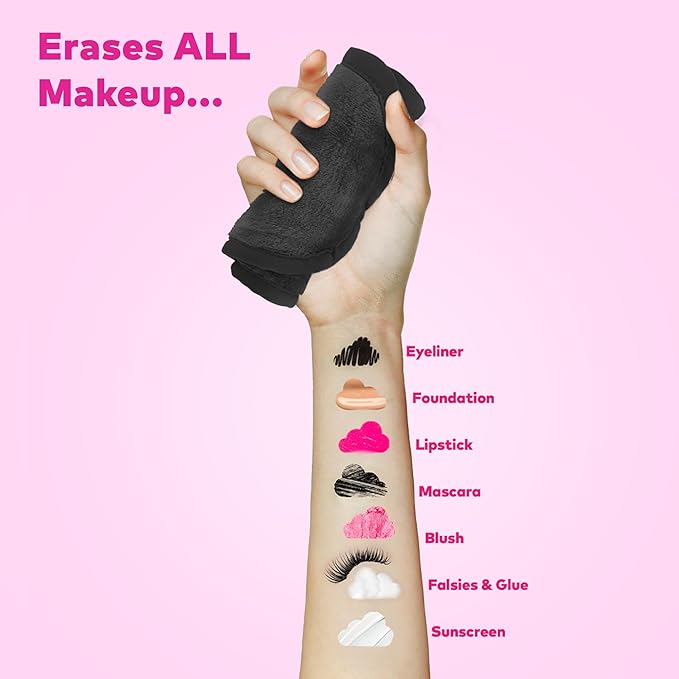 The Original MakeUp Eraser Mini PRO, Erase All Makeup With Just Water, Including Waterproof Mascara, Eyeliner, Foundation, Lipstick, Sunscreen and More! Chic Black, 1ct.