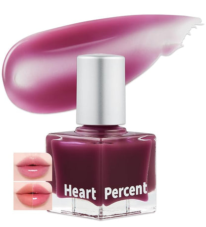 Heart Percent Dote On Mood Top Coating Lip Plumper, High-Shine Glossy Finish Warm to Cool Tone Changing Lip Gloss 02. Cool Changer