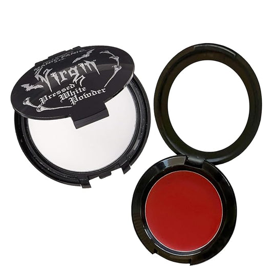 MANIC PANIC Vampyre's Veil White Pressed Powder Bundle with Vampire's Kiss Red Face & Body Paint Makeup