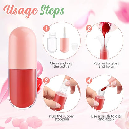 20pcs 5ml Mini Clear Plastic Lip Gloss Tubes Empty Capsule Shaped Lip Balm Bottle Travel Size Lipstick Tubes,DIY Lip Gloss Container Vials with Wand Brush,2Colors