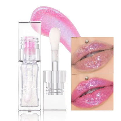 Erinde Magic Color Changing Lip Oil, Moisturizing Lip Glow Oil, Plumping Shimmer Big Brush Tinted Lip Balm Lip Care, Long Lasting Nourishing Non-sticky Fresh Texture Lip Gloss Lip Balm