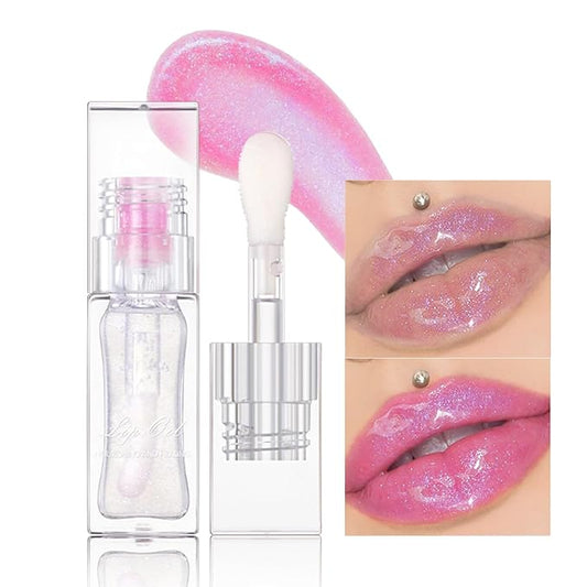 Erinde Magic Color Changing Lip Oil, Moisturizing Lip Glow Oil, Plumping Shimmer Big Brush Tinted Lip Balm Lip Care, Long Lasting Nourishing Non-sticky Fresh Texture Lip Gloss Lip Balm