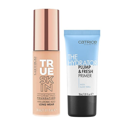 Catrice | True Skin Foundation 15 & The Hydrator Plump & Fresh Primer Bundle | Full Coverage Makeup | Vegan & Cruelty Free