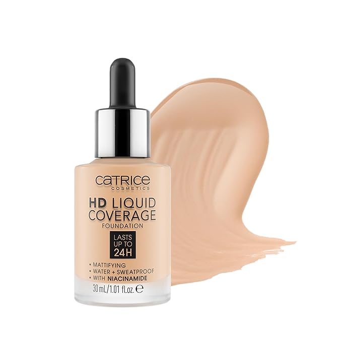 Catrice | HD Foundation 08 & Prime & Fine Dewy Glow Spray Bundle | Full Coverage Makeup | Vegan & Cruelty Free