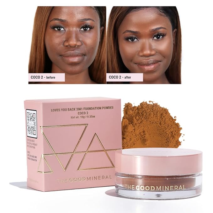 Loves-You-Back 3in1 Mineral Powder Foundation (COCO 2) | Designed for acne-prone, sensitive skin | 3IN1 - Concealer, Foundation + Powder with calming Zinc Oxide and Kaolin Clay