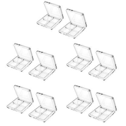 Beaupretty 10 Pieces Empty Eyeshadow Pallet 4 Grids Eye Shadow Lipstick Storage Case Box Clear Makeup DIY Cosmetic Organizer Container
