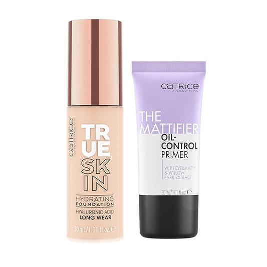 Catrice | True Skin Foundation 02 & The Mattifier Oil-Control Primer | Full Coverage Makeup | Vegan & Cruelty Free
