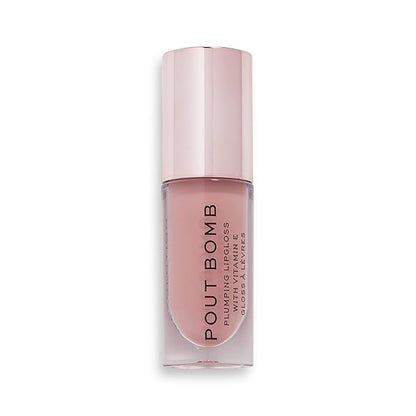 Revolution, Pout Bomb Plumping Lip Gloss, High Shine, Rich Glossy Pigment, Infused with Vitamin E, Doll Nude, 0.15 fl oz