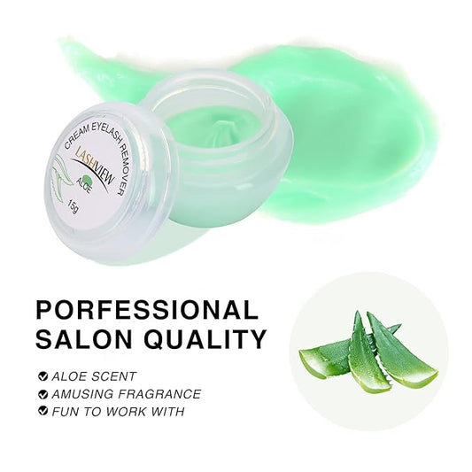 LASHVIEW Eyelash Extension Remover Cream, Eyelash Adhesive Remover, Professional Eyelash Extensions Remover for Salon(ALOE 0.51fl.oz/15ml)