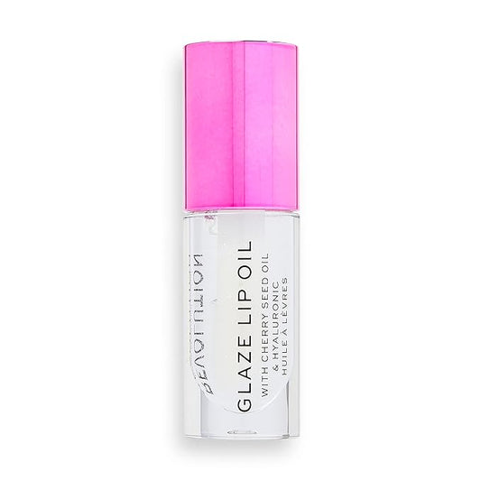 Revolution Beauty, Glaze Lip Oil, Hydrating & Nourishing Formula, Infused with Vitamin E & Hyaluronic Acid, Lust Clear, 0.15 Fl. Oz.