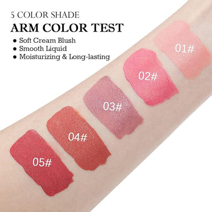 Liquid Blush,Soft Cream Face Blush Dewy Cheek Tint Moisturizing Natural Matte Looking Weightless Smooth Skin Tint Blush Makeup - #05