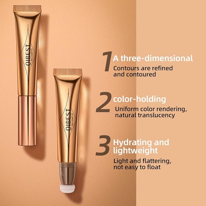 MEICOLY Liquid Highlighter Beauty Wand,Highlight Stick with Cushion Applicator,Lightweight Super Silky Cream Face Illuminator Highlight Stick,05 Rose Gold
