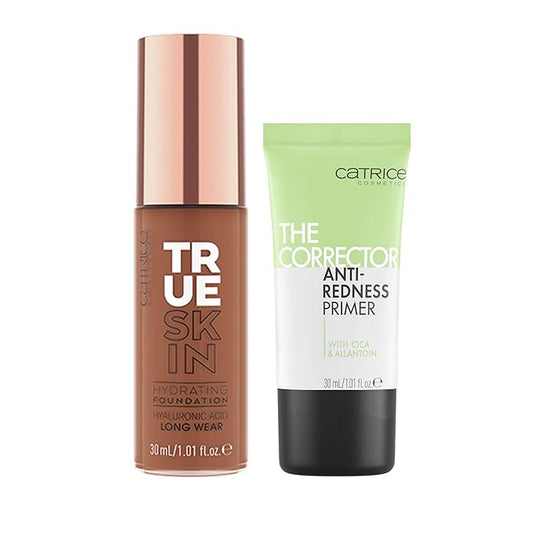 Catrice | True Skin Foundation 94 & The Corrector Anti-Red Primer| Full Coverage Makeup | Vegan & Cruelty Free