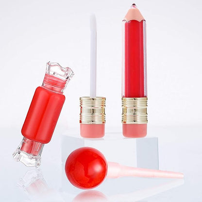 30 Pcs Cute Empty Lip Gloss Tubes, 6 Styles Lip Glaze Tubes Novelty Red Wine Glass Lip Oil Bottles Empty Lip,Refillable Lip Balm Containers for Women Girls DIY(5/8/10ML)