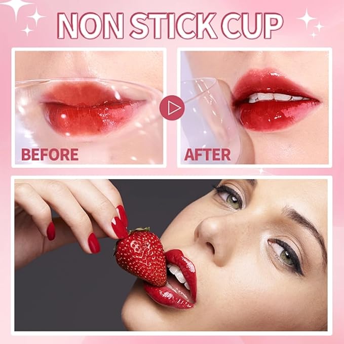 6 Colors Lip Tint Stain Set,Plumping Mini Liquid Lipstick,Multi-use Lip and Cheek Tint, Long lasting Non-Stick Cup Waterproof, High Pigment, Vivid Color, Lip Tint Makeup
