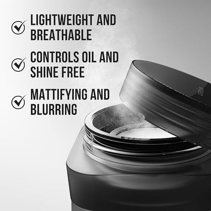 Black Magnet Soft Focus Powder+24H Longlasting Cover Liquid Foundation Makeup+Setting Spray, Summer Longwear Matte Face Makeup Set