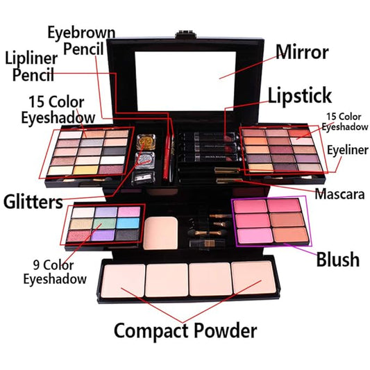 All-in-One Makeup Gift Set Carry All Makeup Kit Women Full Kit With Makeup Bag Concealer Lipgloss Lipstick Blush Foundation Face Powder Eyeshadow Palette Cosmetic Palette #8