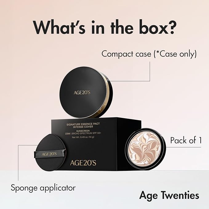 AGE20'S Signature Essence Pact SPF 50+ | Pack of 1 | 28N WALNUT | Cream Foundation, Dewy Finish, Natural Coverage | Korean Cushion Foundation