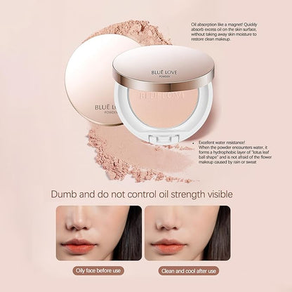 BLUE LOVE Matte Pressed Powder Foundation - Lightweight, Longwear Oil-Free Compact for Shine Control & Flawless Medium to Full Coverage Finish (Ivory)