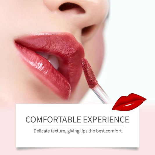 Glossy Lip Tint Set,Moisturizing and Non-stick Cup Lip Tint,3 Pcs Plumping Long-Lasting and Colorfast Mirror Finish Lip Stain