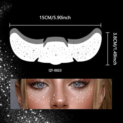 8Ps Face Glitter Speckles Patches, 2Colors 4Styles Glitter Freckles Face Tattoo, Glow Up Makeup Patches, Cute Glitter Makeup Accessories for Women, Cosmetic Glitter for Face Gift