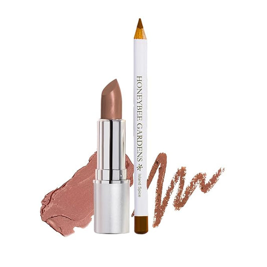 Honeybee Gardens Lip Liner + Lipstick Bundle, Paradise & Island Spice