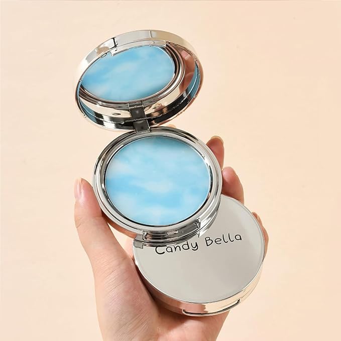 Oil Control Face Pressed Powder, Jelly Pressed Face Makeup Setting Powder, Non-Greasy, Full Coverage, Matte Finish, Long Lasting, Waterproof, Blue, For Oily Skin