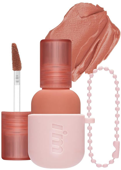 I'M MEME Lip Stain - Color Key Ring Velvet Tint - Gift, Highly-pigmented, Long Lasting, Travel-Friendly, Velvet Finish, 01 Rosy Beige, 2.8 g