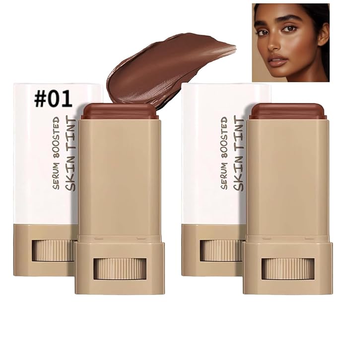 2 Pcs Foundation Stick Beauty Balm Serum Boosted Skin Tint, 2025 New Makeup Tint, Portabl Moisturizing Essence Contour Stick Foundation Beauty Balm (#01)
