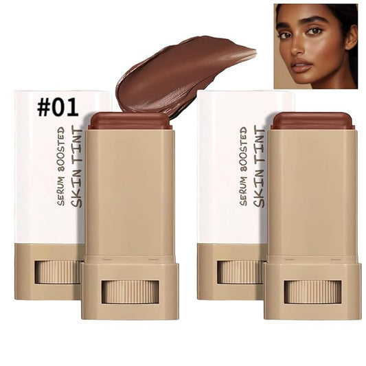 2 Pcs Foundation Stick Beauty Balm Serum Boosted Skin Tint, 2025 New Makeup Tint, Portabl Moisturizing Essence Contour Stick Foundation Beauty Balm (#01)