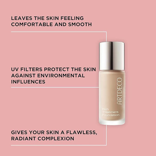 ARTDECO Rich Treatment Foundation - Delicious Cinnamon N°21 - Conceal Imperfections & Create Flawless Complexion - Long-Lasting - Velvety-Smooth Finish - Water-Resistant - Vegan Makeup - 0.67 Fl Oz