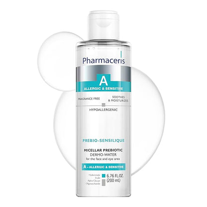 PREBIO-SENSILIQUE Micellar Prebiotic Dermo-Water for Face & Eyes, Removes Makeup & Impurities, Soothes & Moisturizes Allergic & Sensitive Skin, Safe for Contact Lens Wearers, 6.76 fl oz