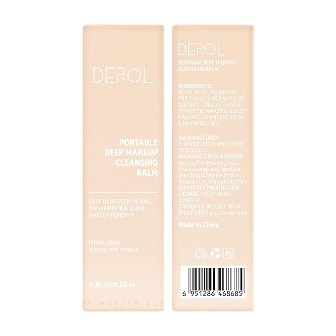 Face Makeup Remover Balm Stick and Moisturizer, Facial Cleanser and Cleansing Balm, 0.24 oz