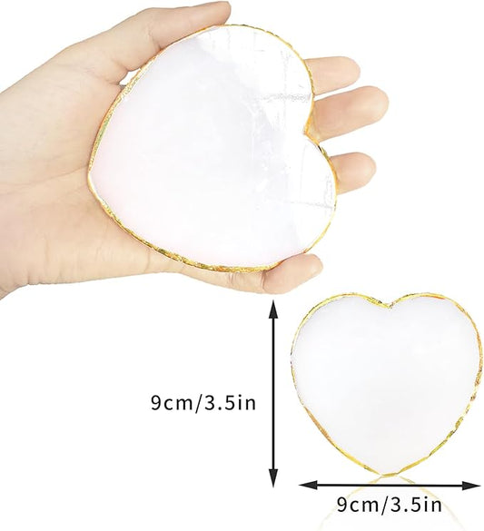 1 Piece of Resin Nail Art Palette Heart Shape Polished Color Mixing Tray Gilded Edge Makeup Display Board DIY Art Painting Tools (White)
