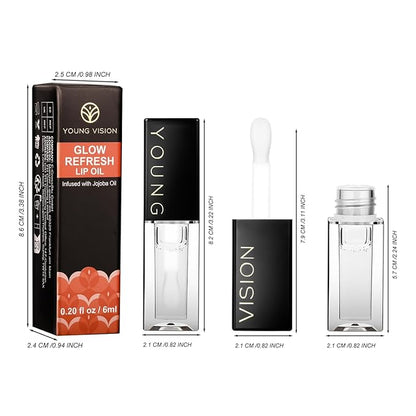 YOUNG VISION Lip Glow Oil, Lip Gloss with Jojoba Seed Oil, Moisturing and Plumping,0.20 fl oz(Pack of 1)