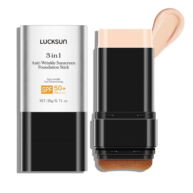 3 in 1 Anti-wrinkle Hydrating Lightweight Foundation Stick Concealer & Makeup, Multi-Use Long-Lasting Formula for All Skin Types (Light, 20g/0.71oz)