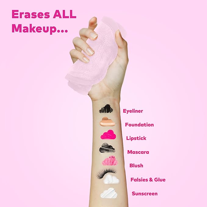 The Original MakeUp Eraser Mini PRO, Erase All Makeup With Just Water, Including Waterproof Mascara, Eyeliner, Foundation, Lipstick, Sunscreen and More! Silver Infused, 1ct.