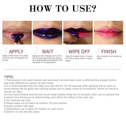3 Colors Peel Off Lip Stain Detachable Lip Liner Set Long Lasting Lip Stain Peel Off Waterproof Non-sticky Matte Nude Lip Gloss Highly Pigmented Tattoo Lip Tint Stain Color