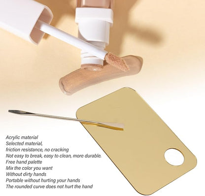 Gold Makeup Mixing Palette Acrylic Palette with Spatula for Mixing Makeup Cream Nail Art
