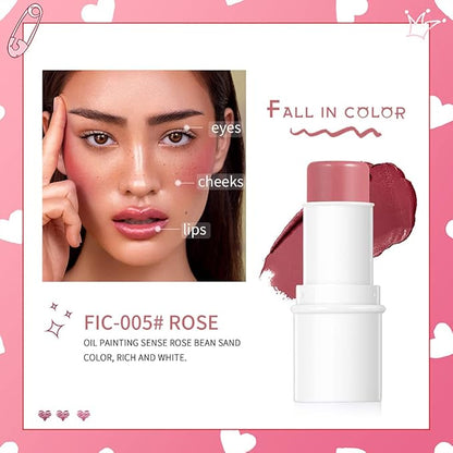 Makeup Sticks Set, Matte Cream Blush Stick for Cheeks, Eyes and Lips, Contour Stick & Highlighter Makeup Sticks for All Skin (Blush, Highlighter & Contour)