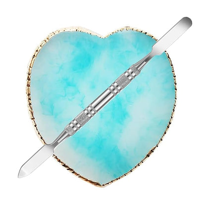 Resin Nail Art Palette Nail Polish Palette with Spatula Nail Pallet for Nail Art Nail Polish Mixing Plate (Blue)