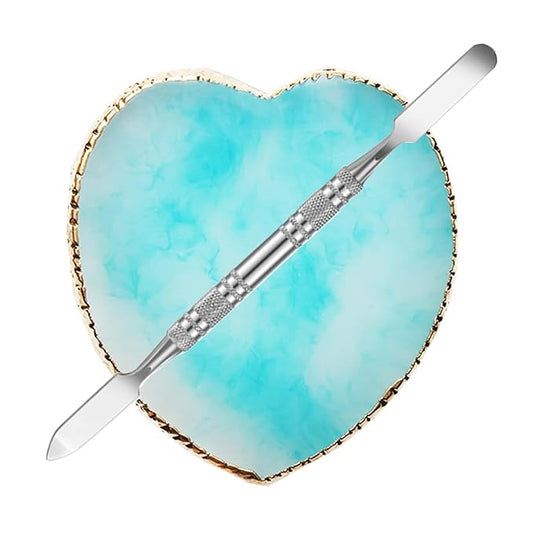 Resin Nail Art Palette Nail Polish Palette with Spatula Nail Pallet for Nail Art Nail Polish Mixing Plate (Blue)