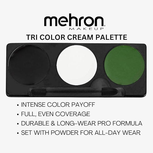 Mehron Makeup Tri-Color Character Makeup Palette | Halloween, Special Effects and Theater Cream FX Palette | Face Paint .7 oz (20 g) (Monster)