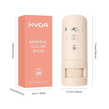 KYDA Mineral Color Balm, Buildable Shimmer Color for Lips and Cheeks, Broad spectrum SPF 35, Natural Shimmer Finish, Lightweight Blendable Creamy, Multiuse Blush Stick, GUAVA